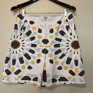 VTG Elevenses‎ Geometric Pattern Skirt - Brown, Yellow, White Size 8